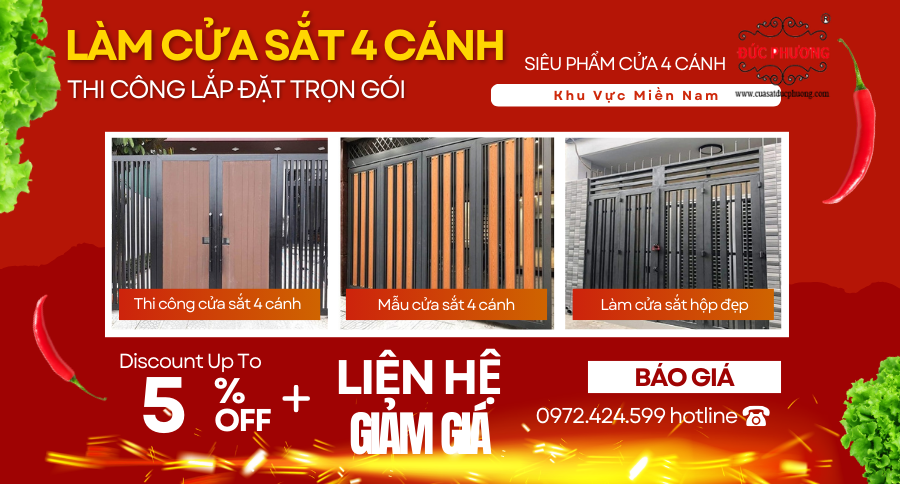 Làm cửa sắt 4 cánh
